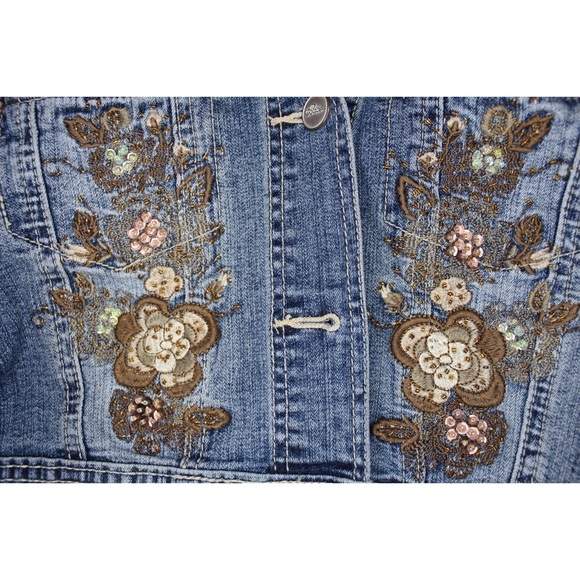 Paco Jeans NWT Distressed and Blingy Cropped Denim Jean Jacket Small - Picture 4 of 10